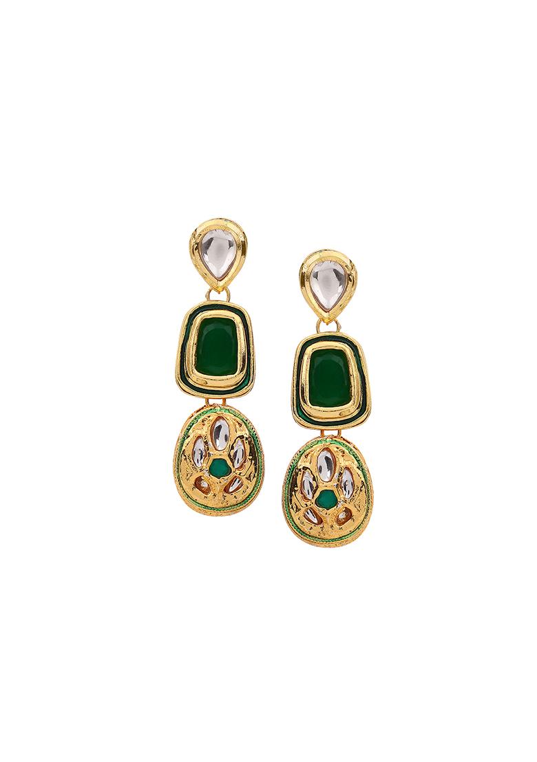 22Kt Gold Plated Emerald Elegance Earrings