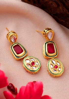22Kt Gold Plated Ruby Elegance Earrings