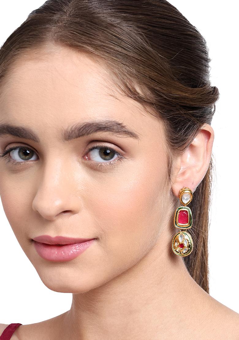 22Kt Gold Plated Ruby Elegance Earrings