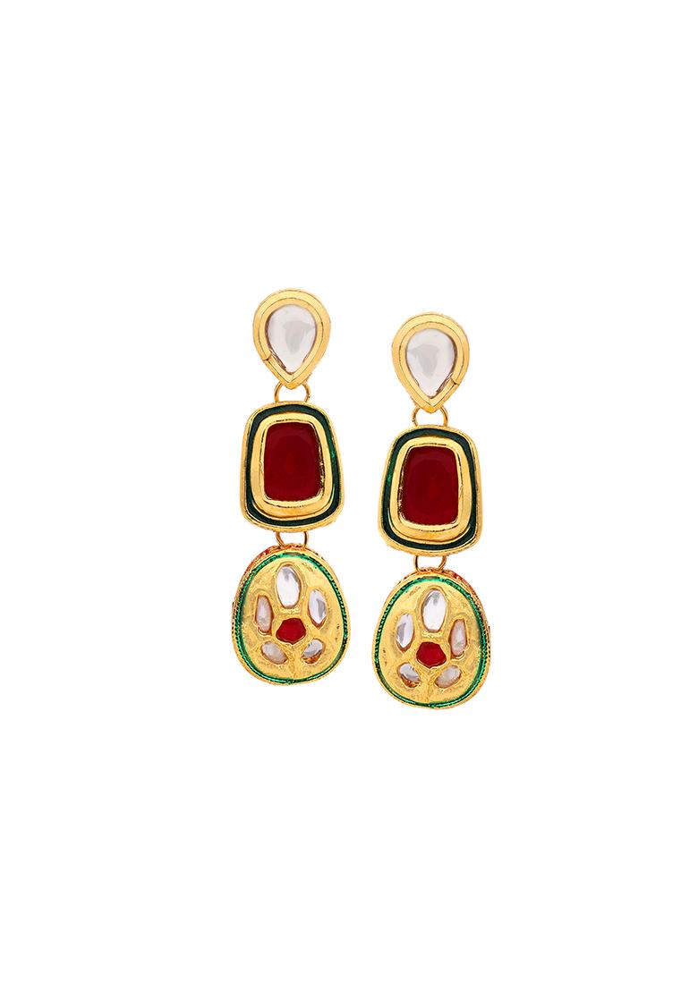 22Kt Gold Plated Ruby Elegance Earrings