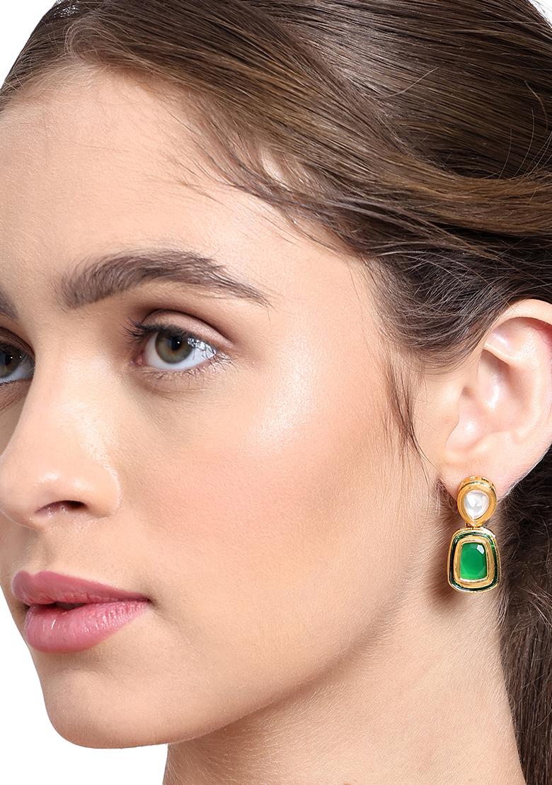 22Kt Gold Plated Green Earrings Mini