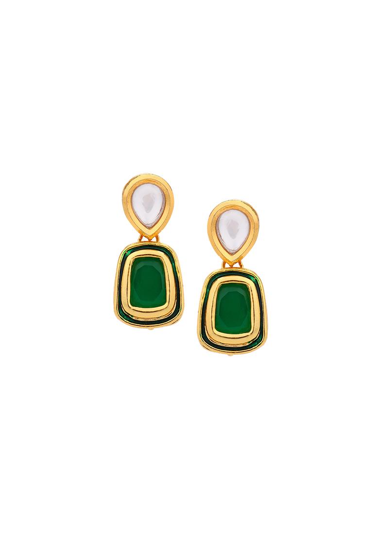 22Kt Gold Plated Green Earrings Mini