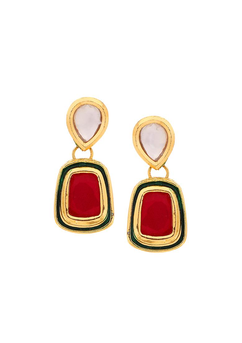 22Kt Gold Plated Magenta Earrings Mini