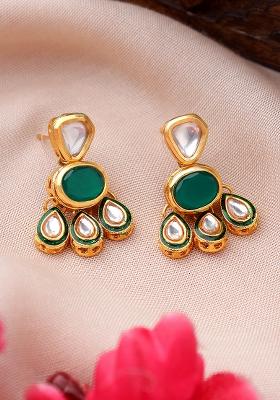 22Kt Gold Plated Quirky Green Earrings