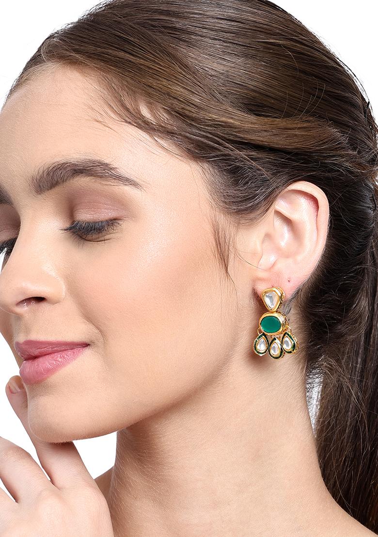 22Kt Gold Plated Quirky Green Earrings