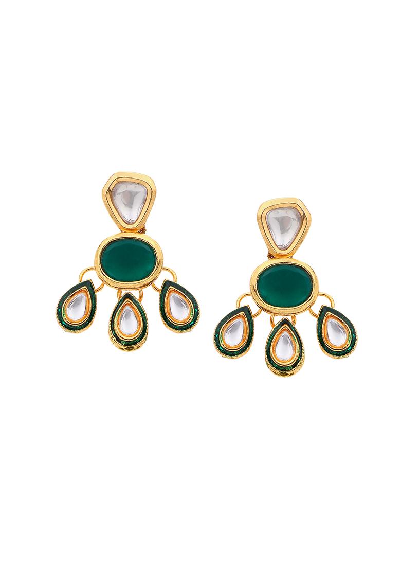 22Kt Gold Plated Quirky Green Earrings
