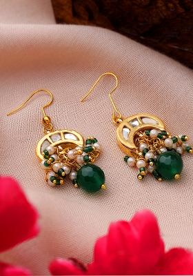 22Kt Gold Plated Celestial Jade Earrings