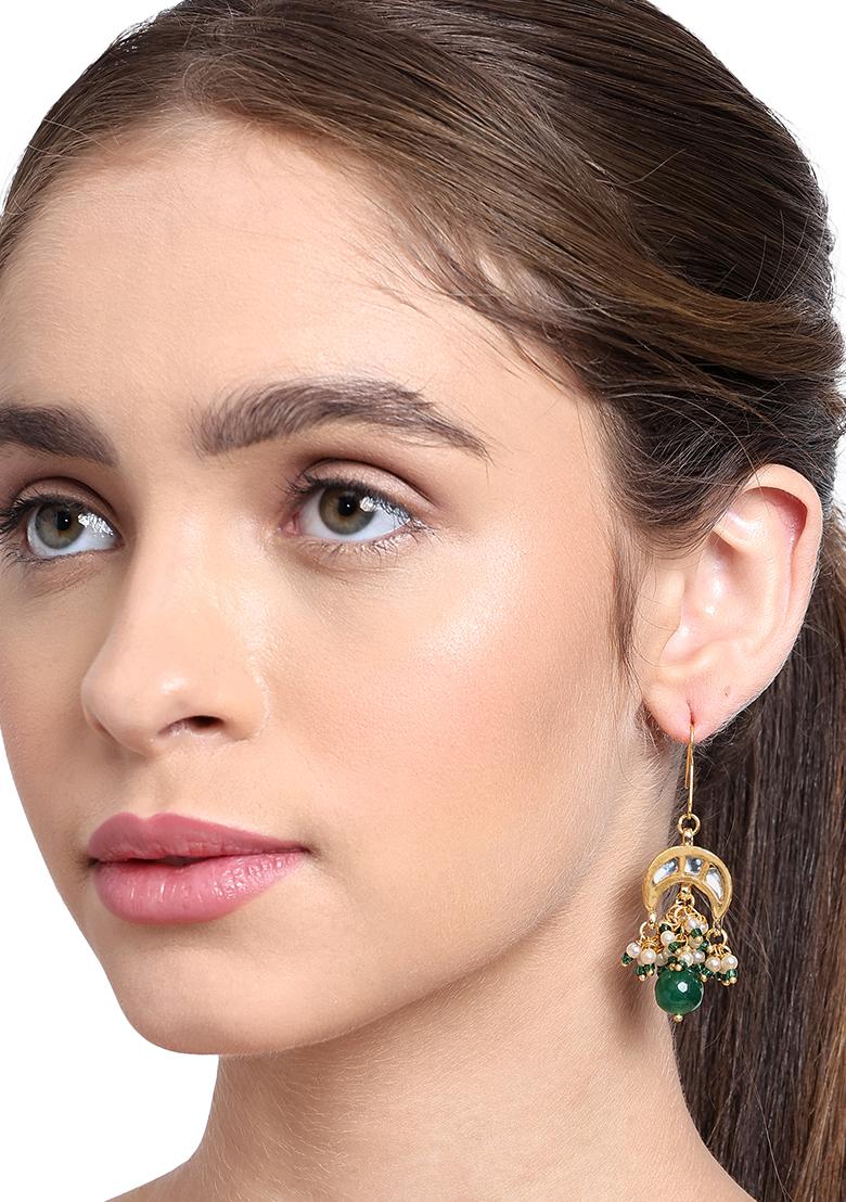 22Kt Gold Plated Celestial Jade Earrings