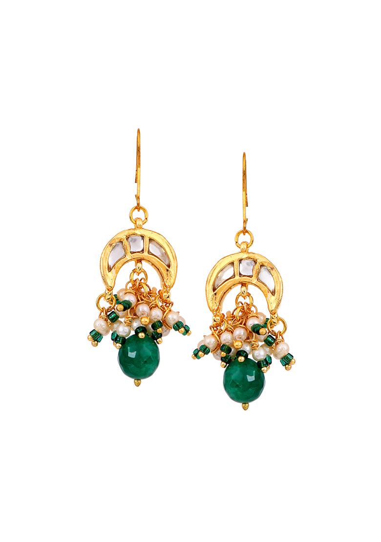22Kt Gold Plated Celestial Jade Earrings