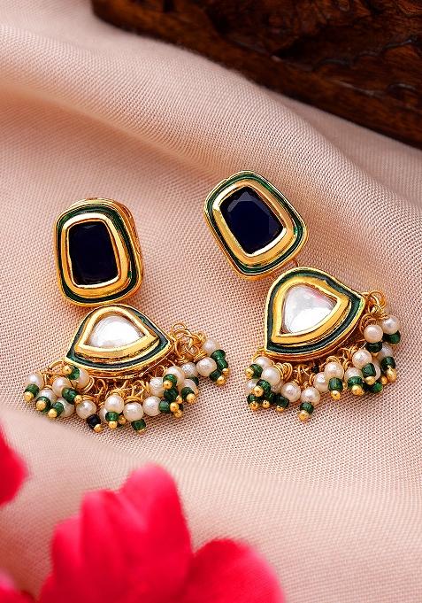  22Kt Gold Plated Sapphire Glow Earrings
