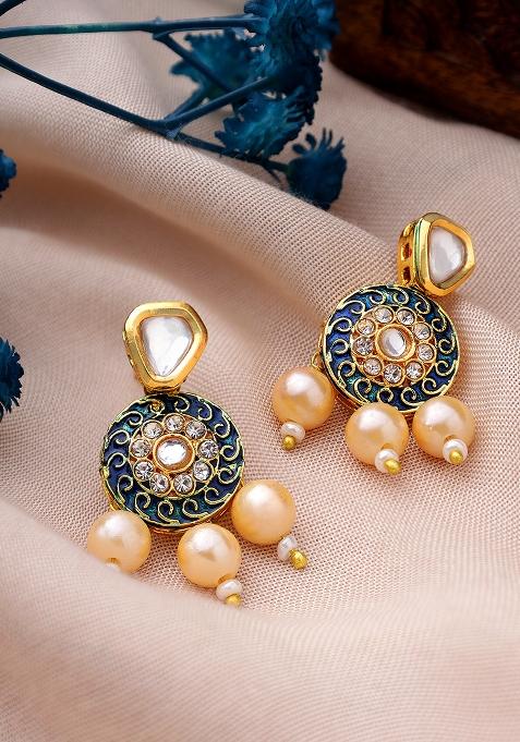 Blue Enameled Earrings