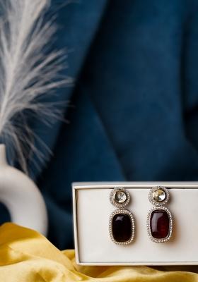 22Kt Gold Plated Dazzling Red Earrings