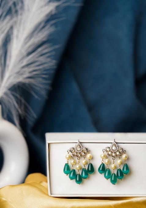 22Kt Gold Plated Serene Teal Earrings
