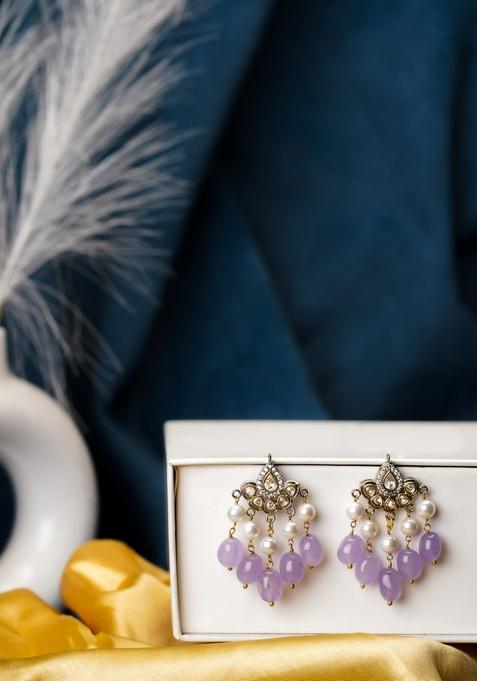 22Kt Gold Plated Serene Purple Earrings