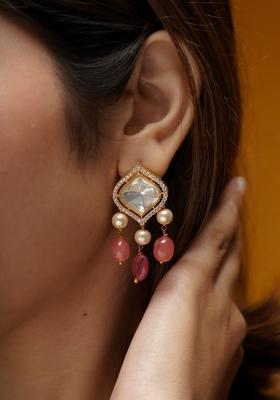 22Kt Gold Plated Floral Blush Earrings