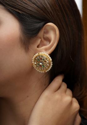 22Kt Gold Plated Navrattan Stud Earrings
