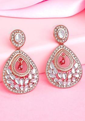 Rose Gold Teardrop Shaped Gold Plated Earrings