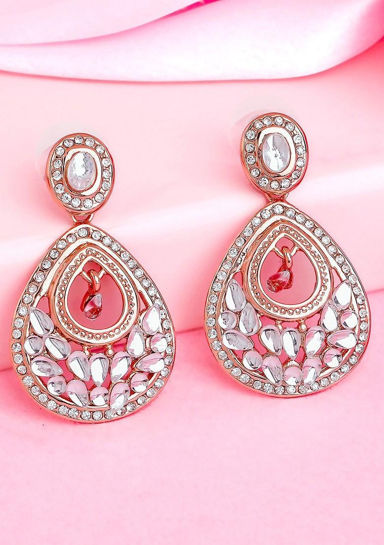 Rose Gold Teardrop Shaped Gold Plated Earrings