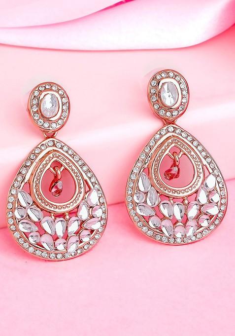 Rose Gold Teardrop Shaped Gold Plated Earrings
