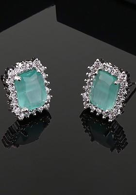 Silver Studded Rhodium Plated Earrings