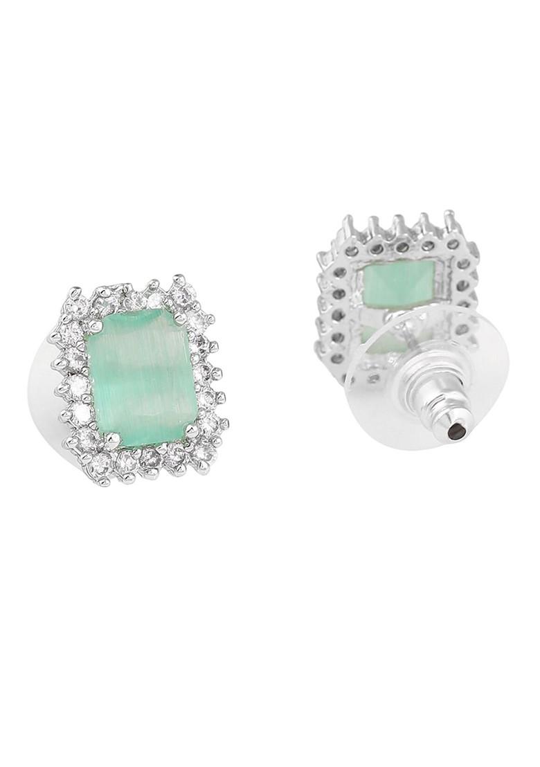 Silver Studded Rhodium Plated Earrings