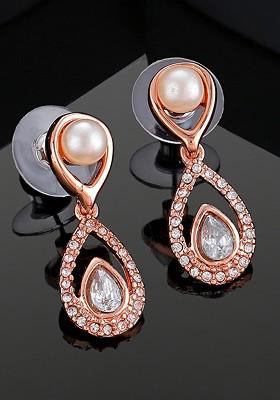 Rose Gold Teardrop Shaped Gold Plated Earrings