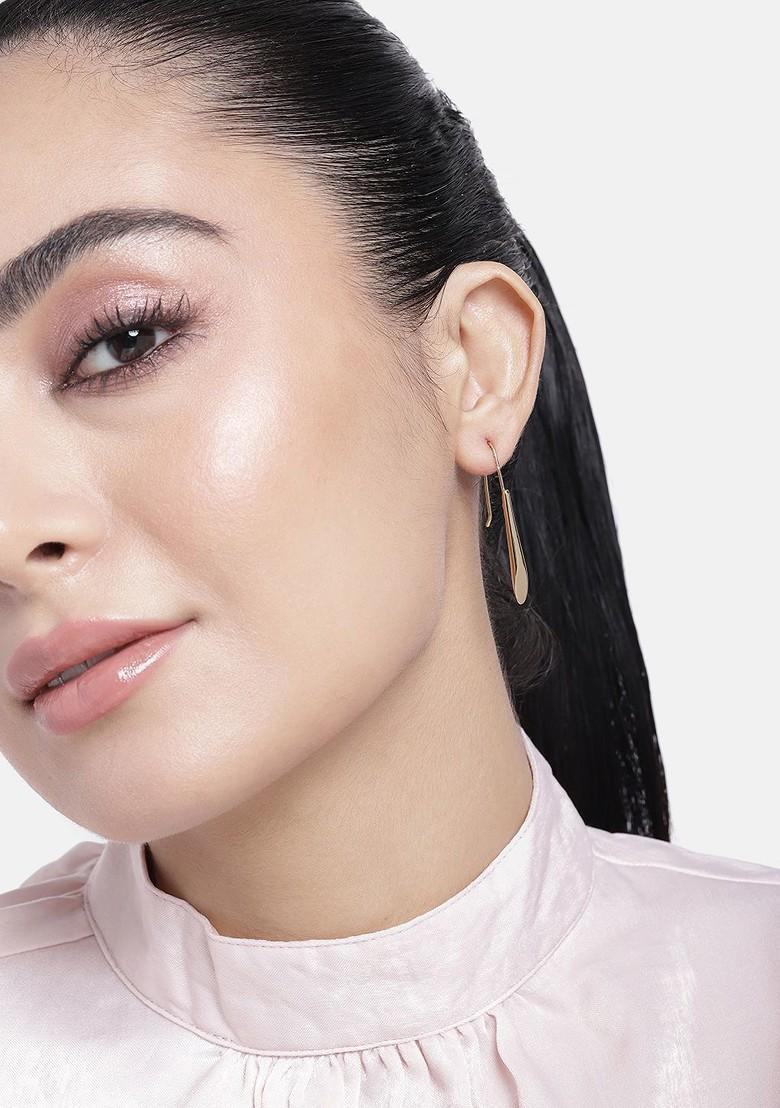 Gold Teardrop Shaped Gold Plated Earrings