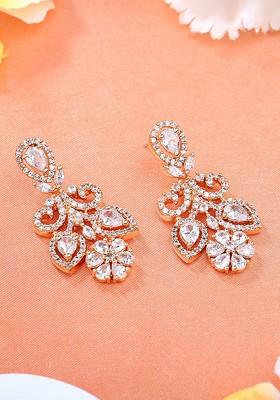 White Solid Gold Plated Earrings