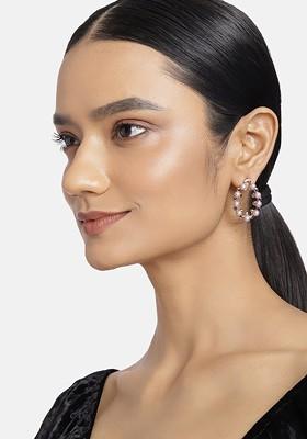 Rose Gold Studded Alloy Earrings