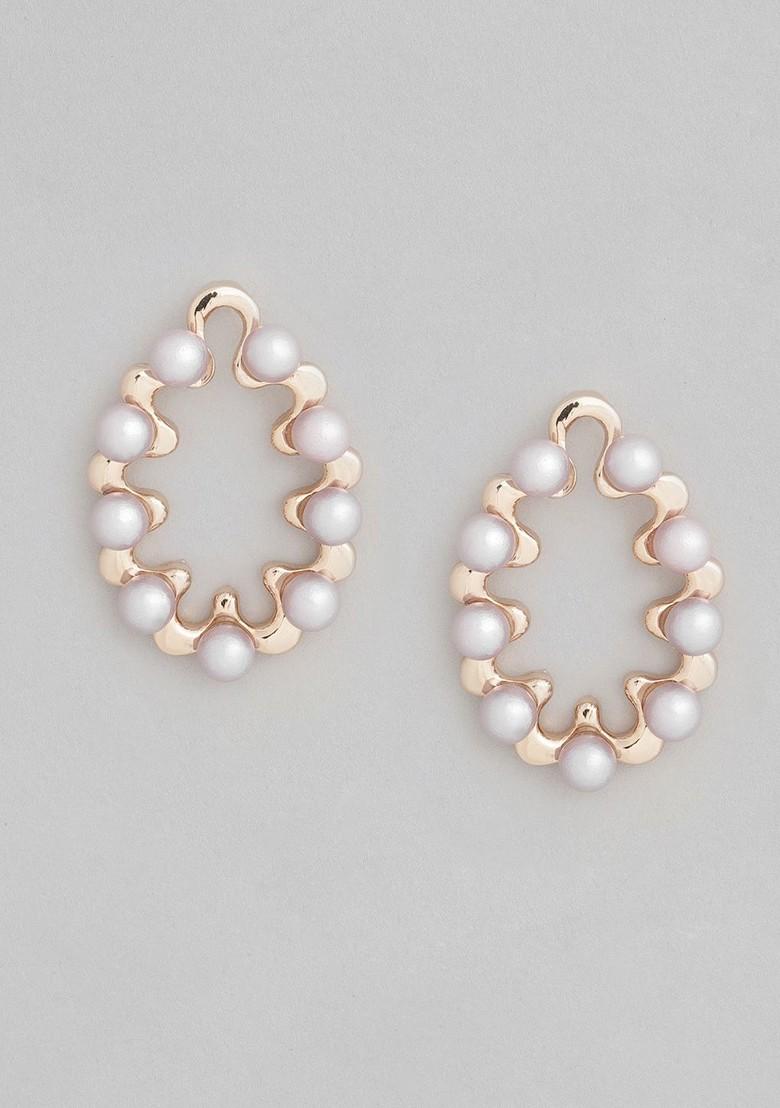 Rose Gold Studded Alloy Earrings