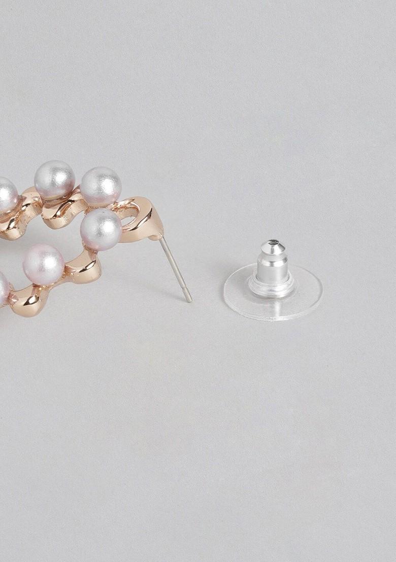 Rose Gold Studded Alloy Earrings