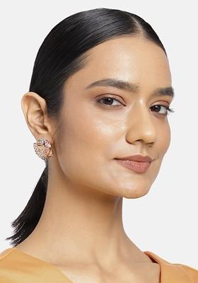 Rose Gold Studded Alloy Earrings