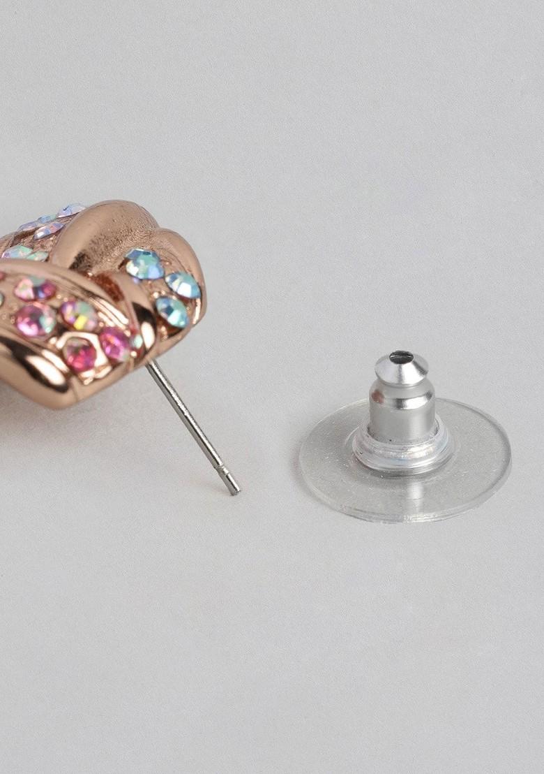Rose Gold Studded Alloy Earrings