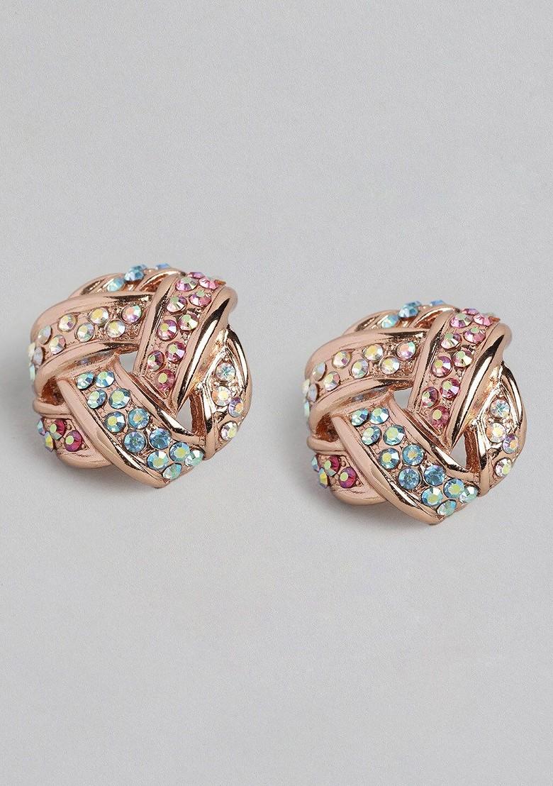 Rose Gold Studded Alloy Earrings