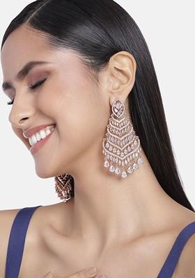 Rose Gold Teardrop Shaped Brass Earrings