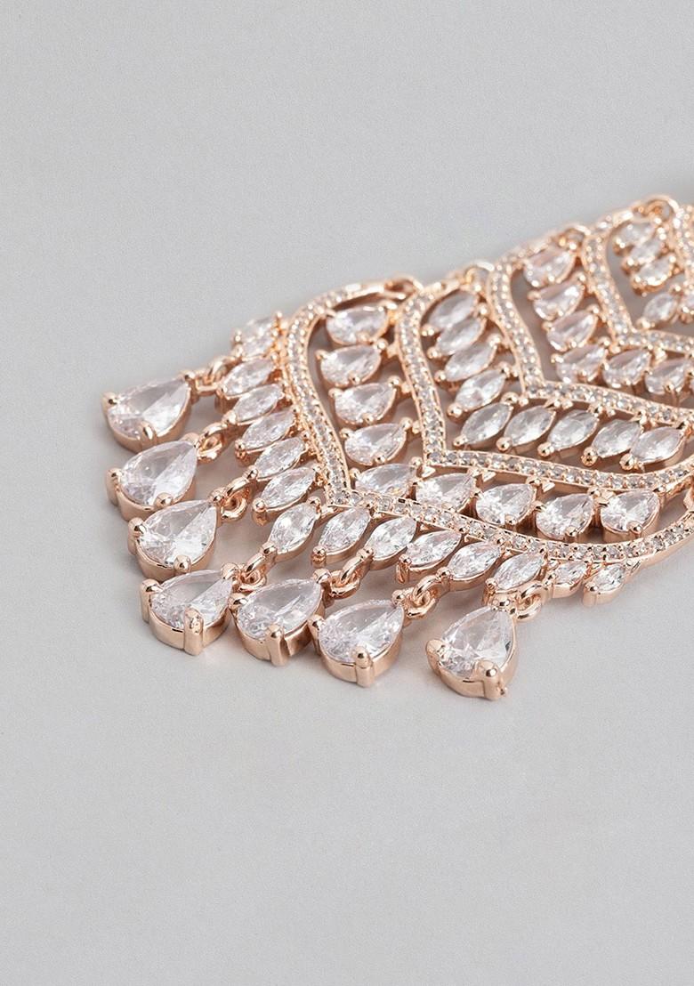 Rose Gold Teardrop Shaped Brass Earrings