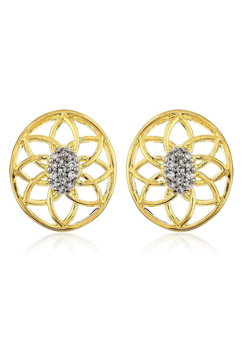 White Solid Gold Plated Earrings