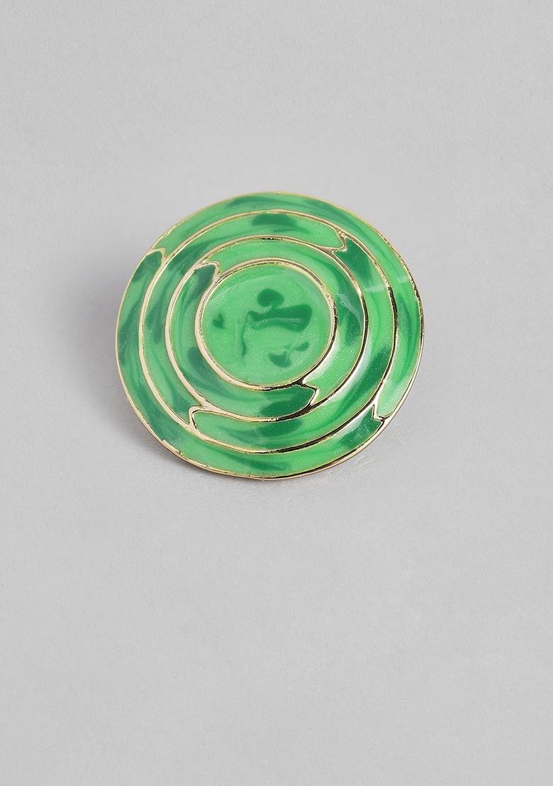 Green Studded Gold Plated Earrings