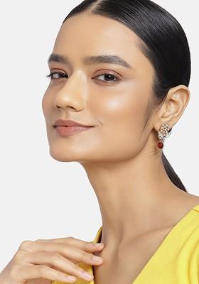 Red Solid Gold Plated Earrings