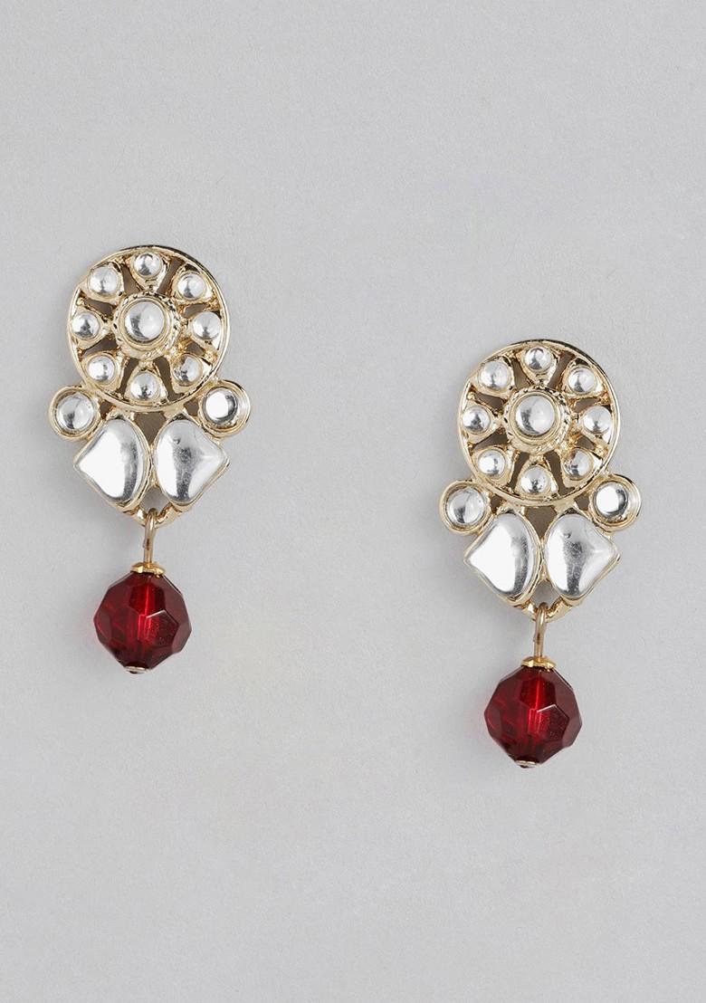 Red Solid Gold Plated Earrings