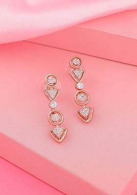 White Solid Gold Plated Earrings