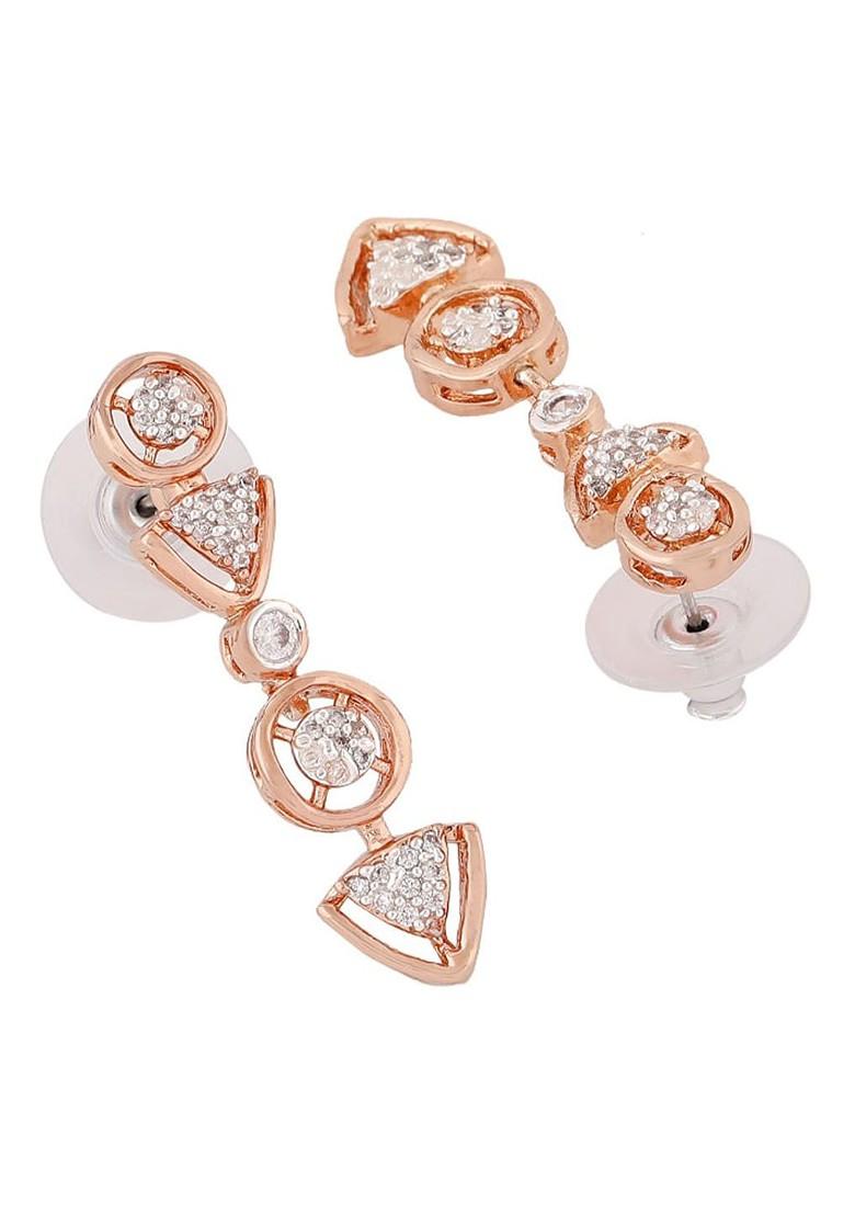 White Solid Gold Plated Earrings