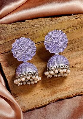 voilet Solid Rhodium Plated Earrings