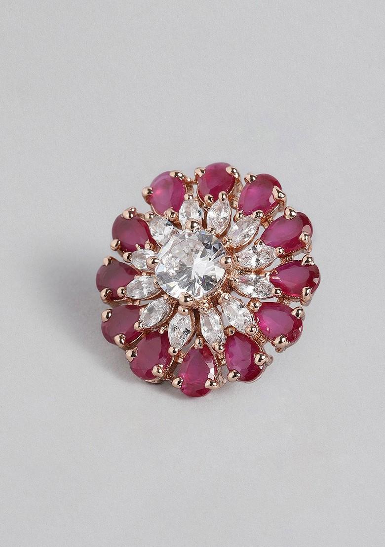 Pink Cz Gold Plated Earrings