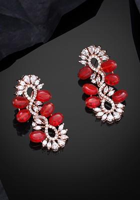 Pink Studded Gold Plated Earrings