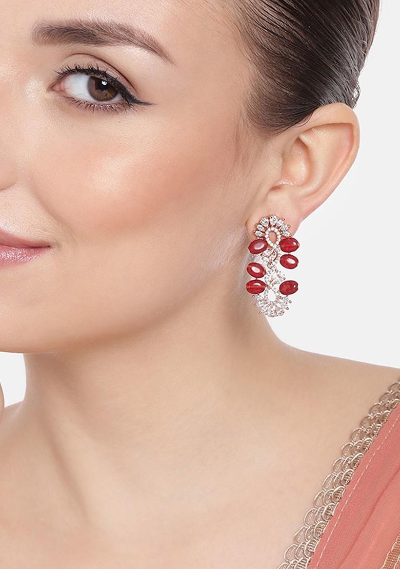 Pink Studded Gold Plated Earrings