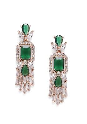 Green Studded Gold Plated Earrings