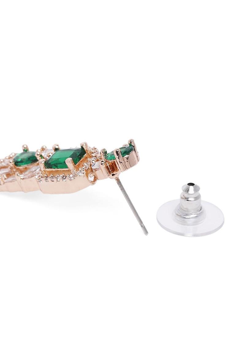 Green Studded Gold Plated Earrings