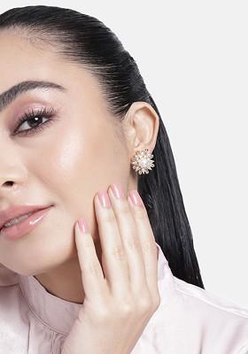 White Studded Gold Plated Earrings