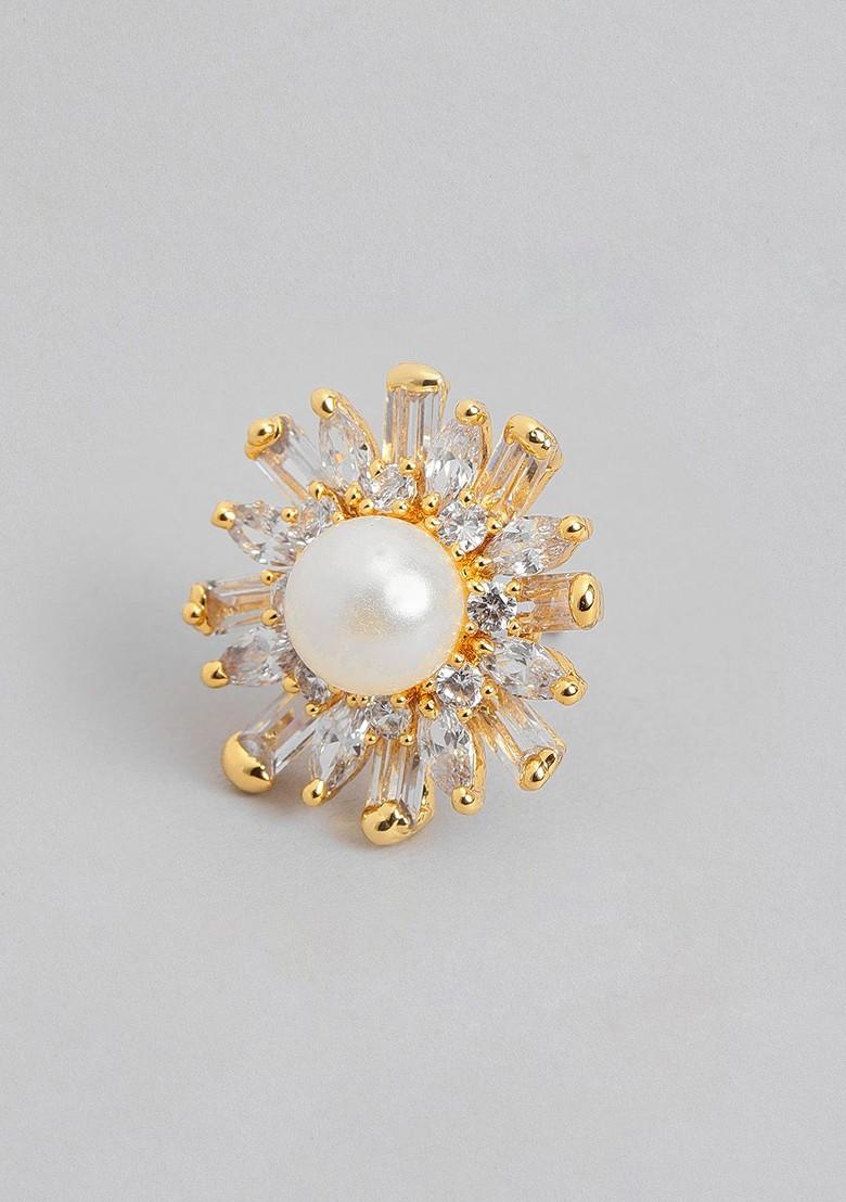 White Studded Gold Plated Earrings